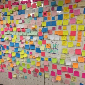 The wall of sticky notes extended so long...